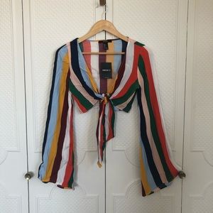 BNWT Striped Long Sleeve Crop Top F21